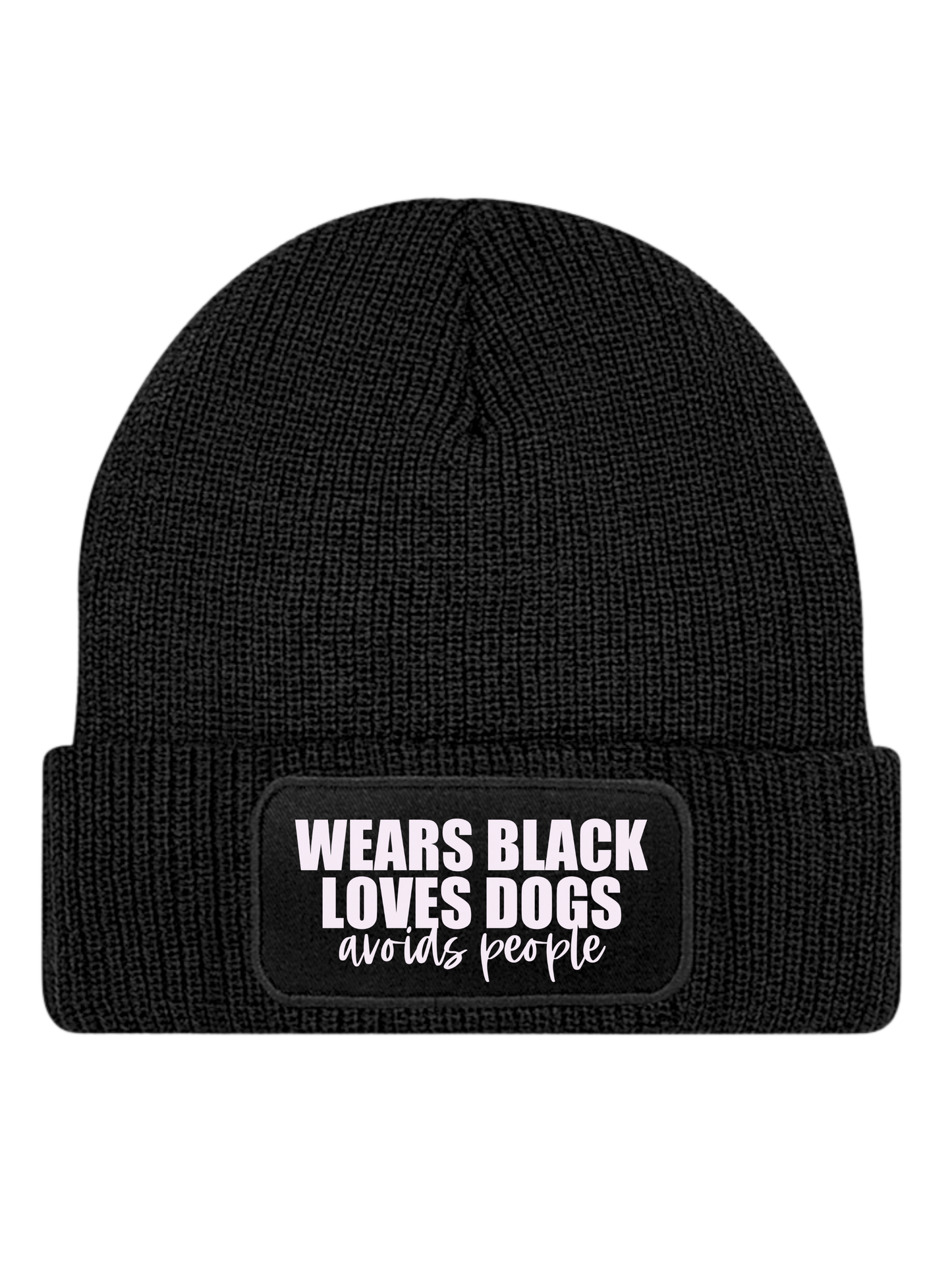 Beanie "WEARS BLACK, LOVES DOGS"