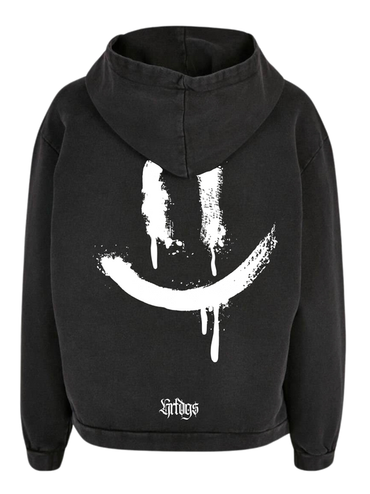 Ladies´ Acid Washed Oversize Hoodie "SERIAL KILLER"