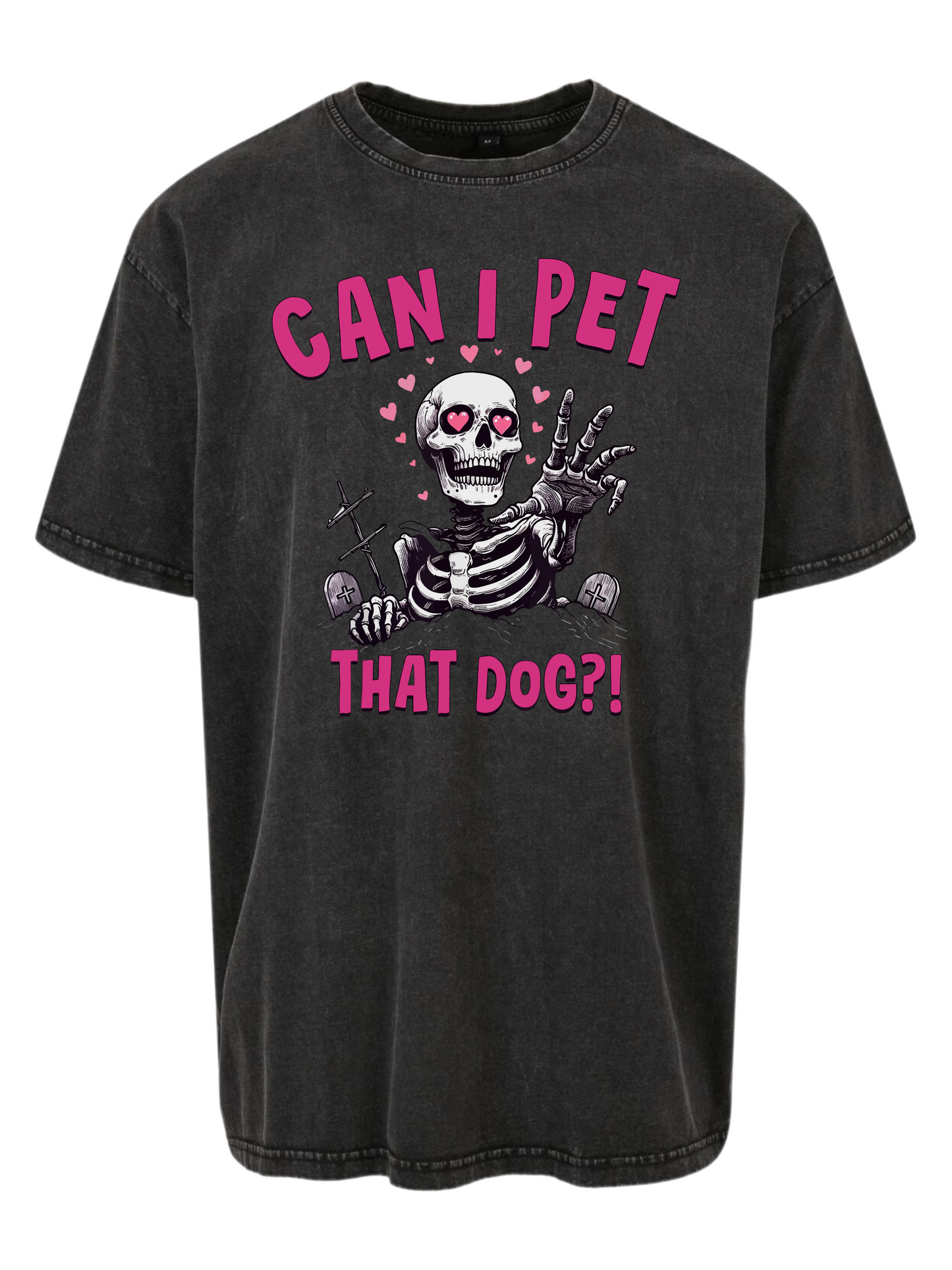 Acid Washed Heavy Oversize Shirt "CAN I PET THAT DOG"