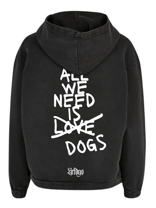 Ladies´ Acid Washed Oversize Hoodie "ALL WE NEED"