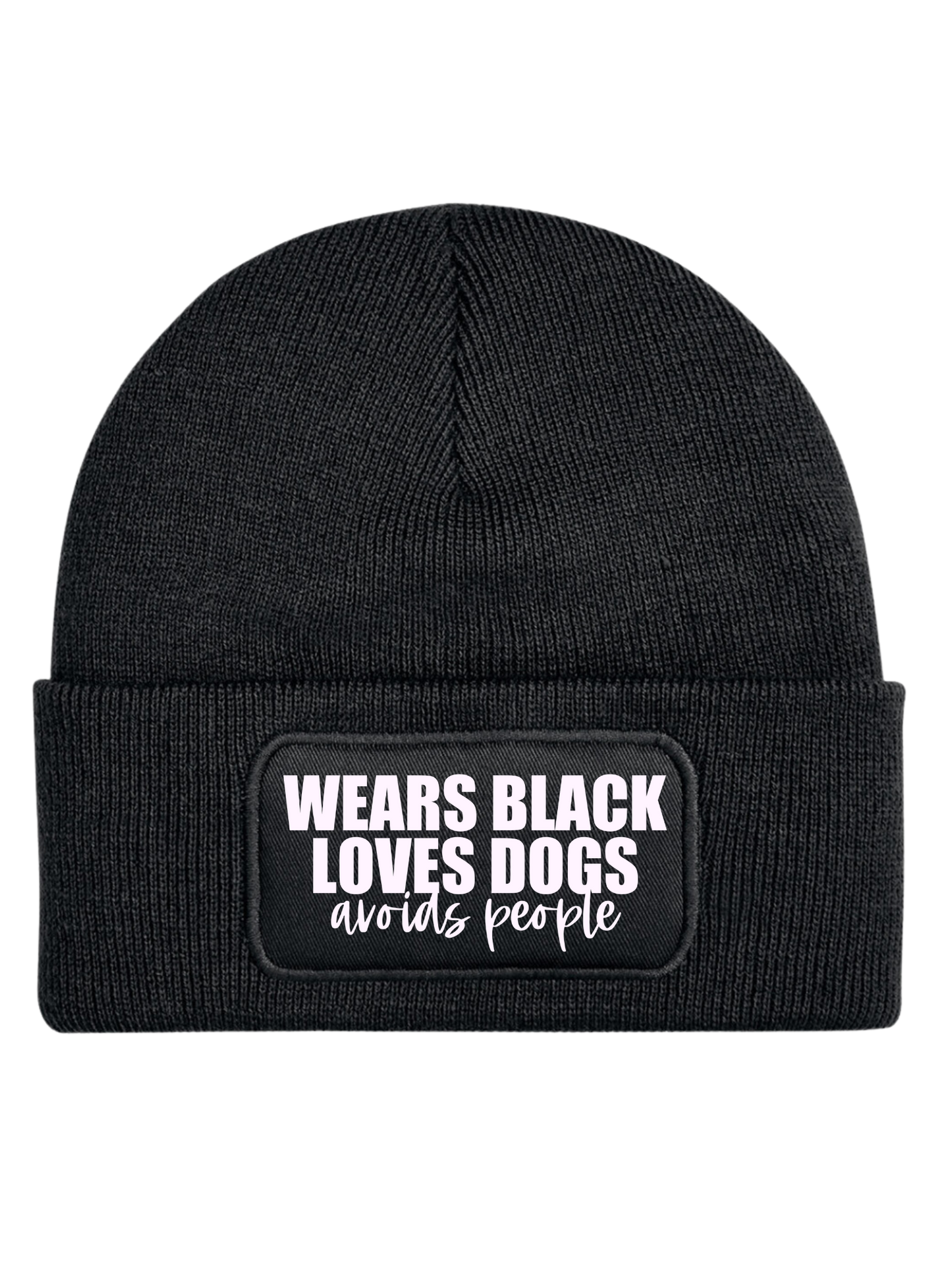 Beanie "WEARS BLACK, LOVES DOGS"